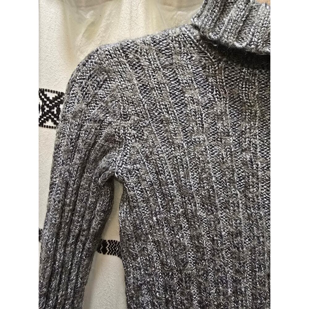 DKNY silver knit mohair blend metallic chunky ribbed turtleneck sweater medium - Picture 3 of 10